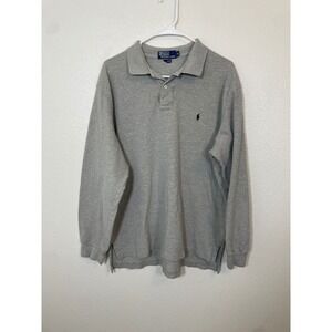 Polo Ralph Lauren Mens X Long Sleeve Polo Gray Good Pique Cotton Pony Logo